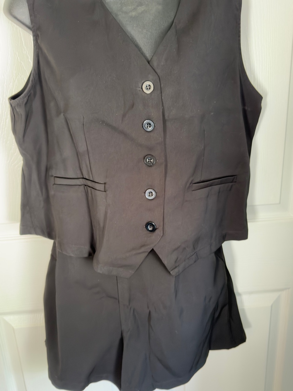 Black Women's vest and shorts set - Classic Tailored style